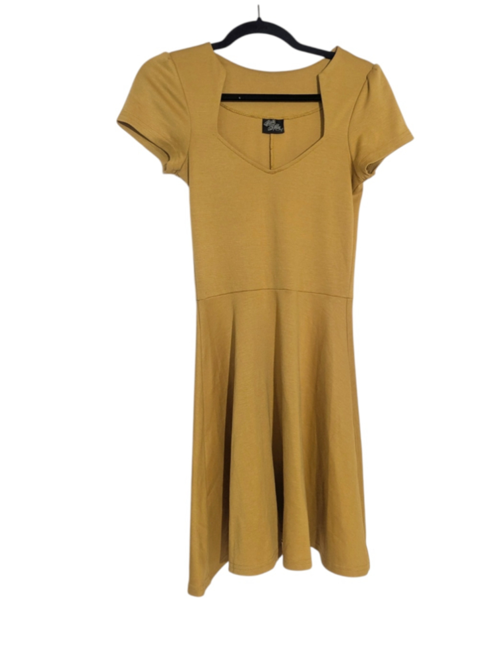 Rock Steady Dress Small Mustard Yellow Fit Flare - Picture 2 of 9